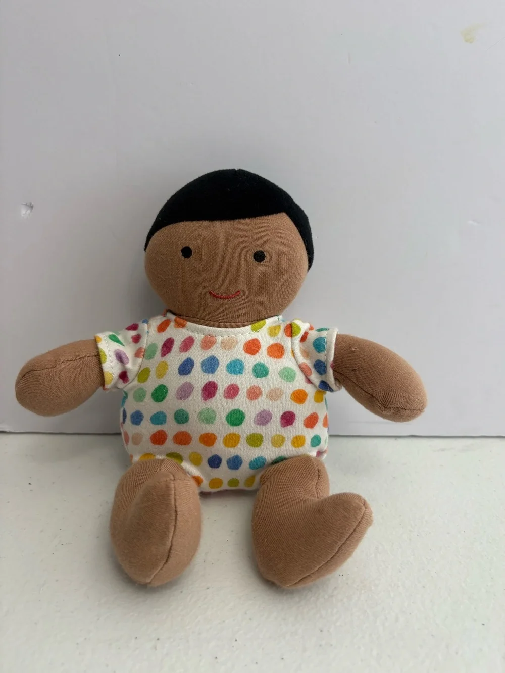 LOVEVERY Love Every Organic Cotton Baby Doll Plush Black Hair Tan Skin Tone 8”